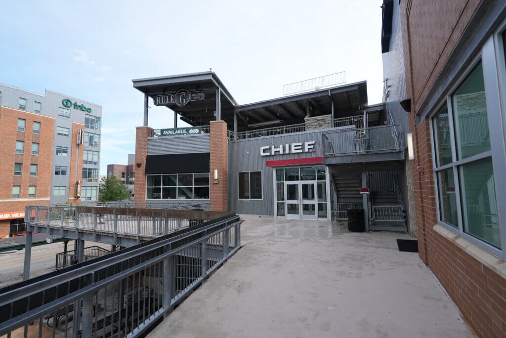 Modern office entrance of Chief Construction’s Lincoln, Nebraska location, opened in 2018