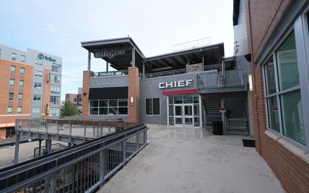 Modern office entrance of Chief Construction’s Lincoln, Nebraska location, opened in 2018