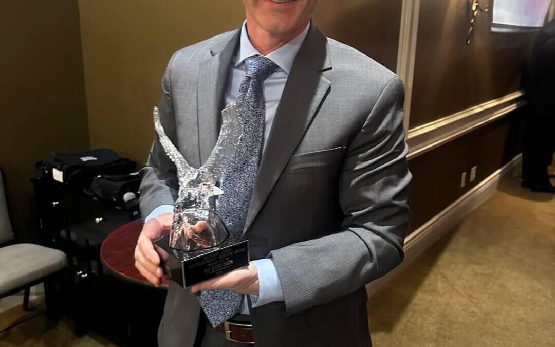 DJ Eihusen was honored with the Distinguished Service Award at the Grand Island Chamber’s Annual Meeting